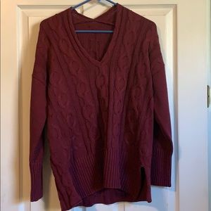 V Neck Cable Knit Sweater